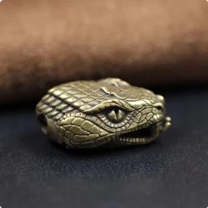 Metal Brass Snakes Head EDC Knife Bead Paracord Keychain Lanyard DIY Pendant - Picture 1 of 4