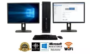 Dell or hp Desktop PC Dual Core SSD 8GB DUAL 24" LCD WiFi Windows 10 Pro - Picture 1 of 9