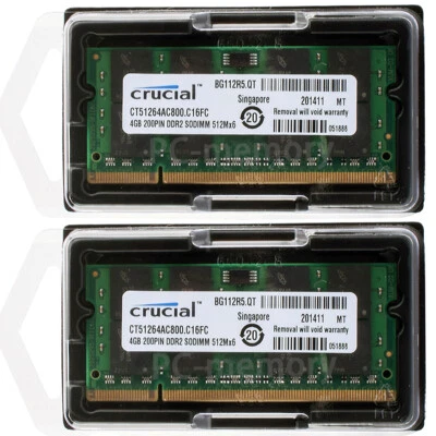Lote de memoria DDR2 2 GB 4 GB 8 GB 667 800 MHz 200 PIN PC2-5300 6400 SO-DIMM RAM para portátil - Imagen 1 de 4