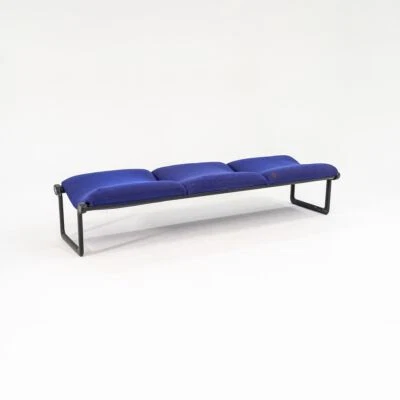1970s Knoll Hannah and Morrison Three Seat Sling Bench with Worn Purple Fabric - Image 1 of 4