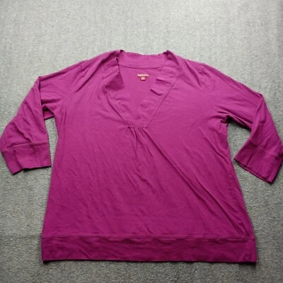Merona Top Women XXL Purple Base Layer Capsule Everyday V Neck Basic Cozy - Image 1 of 4