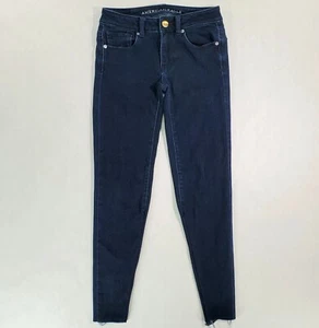 American Eagle Jeans Women's Skinny Stretch Denim Mid Rise Dark Wash Jegging 0 - Picture 1 of 11