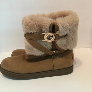 G By Guess - Women’s Brown Gallio Faux Fur Suede Boots - Size 8 - Picture 1 of 7