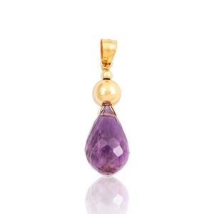 CIONDOLO AMETISTA BRIOLETTE ESTATE ORO GIALLO 14K 2,9CT - Foto 1 di 4