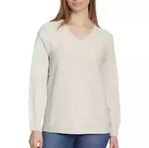 Ella Moss Women's Plus Size XXL Grey Ribbed V-Neck Sweater NWT - Picture 1 of 4