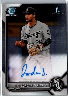 2022 Bowman Chrome 1st RC Auto Jordan Sprinkle Chicago White Sox #CDA-JS NM+ MLB - Image 1 of 2