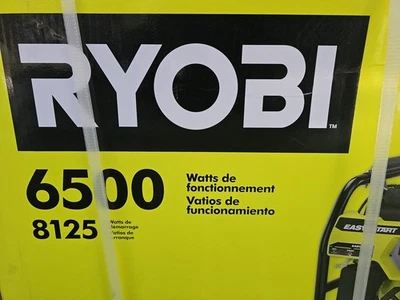 Generador portátil a gasolina RYOBI 6.500 vatios con sensor de apagado de CO Foto 1 de 3