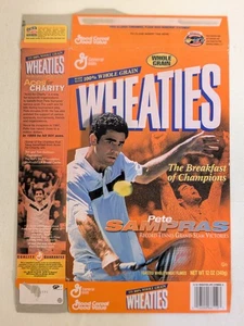 Wheaties Pete Sampras Grand Slams Record Empty Cereal Box Flat - Tennis 🎾 - Picture 1 of 2