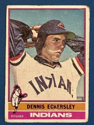 Tarjeta de novato 1976 Topps Dennis Eckersley #98 Cleveland Indians baja calidad Foto 1 de 2