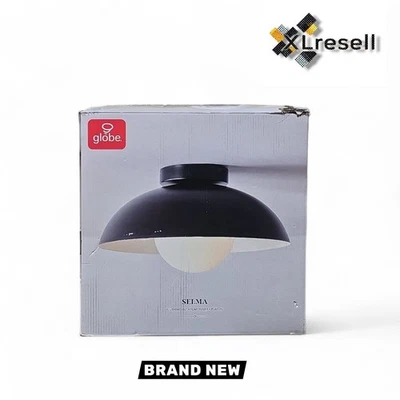 Globe Electric 13" 1 luz negro mate montaje empotrado luz de techo blanco vidrio opalino Foto 1 de 4