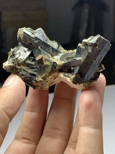Hedenbergite Crystals Cluster Having Good Lustre & Terminations_ Zagi Mountains. - Picture 1 of 10