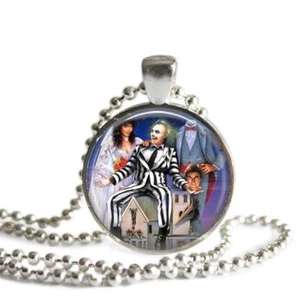 Beetlejuice It's Showtime 1 Inch Silver Plated Pendant Necklace Handmade - Picture 1 of 5