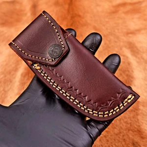 FUNDA FUNDA DE CUERO DE VACA HECHA A MANO PARA NAVAJA PLEGABLE DE 4" 1583 - Imagen 1 de 5