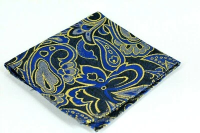 Lord R Colton Masterworks Bombay Navy Gold Floral Silk Pocket Square - $75 New - Image 1 of 3