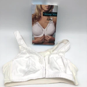 Vanity Fair Cotton Posture Control Bra White Size 34B Lace Front Closure NEW F2 - Picture 1 of 11