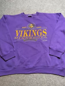Vintage 1990s Minnesota Vikings Sweatshirt (XL) NFL Crew Neck Trench Sportswear - Picture 1 of 12