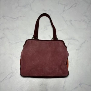 Miu Miu Suede Leather Hand Bag Pink 90s 00s Ceiling Moulding Y2K Vintage Used - Picture 1 of 6