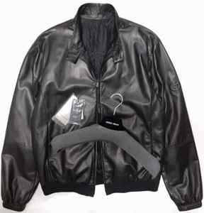 Giorgio Armani Leather Jacket Lamb Skin Black Size 52 Italy 2023 New with Tag - Picture 1 of 10