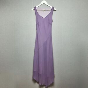 Vintage Laura Ashley Silk Dress Size 8 Lilac Slip Floaty Lined Beaded Neckline 