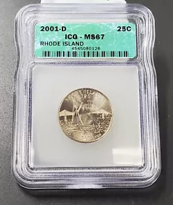 2001 D Rhode Island State Statehood Quarter Coin MS67 ICG - Picture 1 of 2