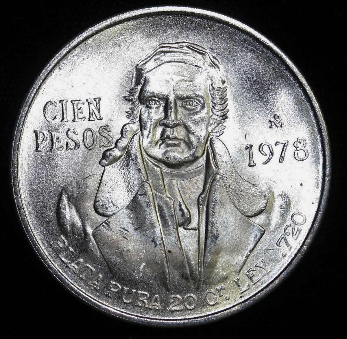 1977/1978 100 CIEN PESOS MEXICO .720 SILVER (ASW .6428 TROY OUNCES