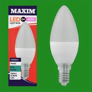 4x 6W (=40W) LED Pearl 6500K Daylight White SES E14 Candle Light Bulb Lamp - Picture 1 of 2