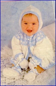 Knitting Pattern Copy Baby /Toddler vintage HOODED JACKET Bootees Mittens - Picture 1 of 2