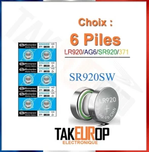 6 Watch Batteries 371 AG6 SR69 SR92 V371 D371 SR920SW LR921 L920 GP371 - Picture 1 of 1