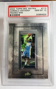 2003-04 Topps Rookie Matrix Mini Framed Carmelo Anthony #113 PSA 10 RC Low Pop