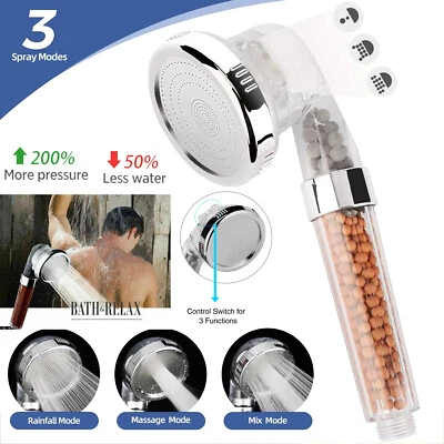 Duschkopf Badezimmer Hoch Turbo Druck Kraftvoll Wassersparend Filter Duschbrause - Bild 1 von 4