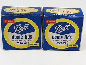 NEW Ball Mason Dome #63 White Enamel Red Rubber Regular Size NOS VTG USA - Picture 1 of 3