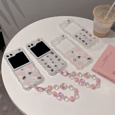 Rhinestone Butterfly Heart Phone Case Cover With Chain For Samsung Z FLIP 3/4/5
