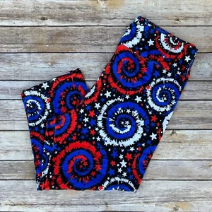 Leggings CAPRI donna 4 luglio Star Swirls Americana taglie forti TC 12-20 - Foto 1 di 3