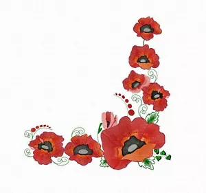 Machine embroidery design Poppy Flowers filled stitch border pattern - Picture 1 of 11