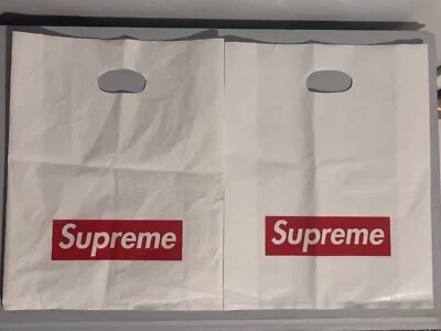 Auténticas bolsas de compras de plástico blancas Supreme originales con logotipo de caja roja de 13" x 16" Foto 1 de 4