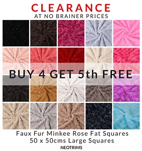 Faux Fur Minkee Rose Swirl Luxurious Fabric by the Yard and Fat Squares 50x50cm - Picture 1 of 37