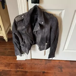 Diesel women's Y2K black buffalo leather full zip biker moto jacket S NWT $758 - Picture 1 of 7