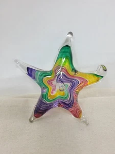 Art Glass Green Yellow Purple Red Starfish Hand Blown Paper Weight... - Picture 1 of 16