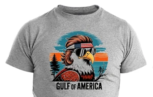 Gulf of America T-shirt Gulf of Mexico Funny USA Tee Trump Eagle Patriotic Shirt - Picture 1 of 3