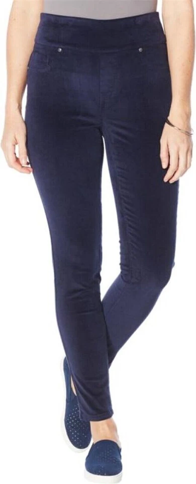 DG2 by Diane Gilman Stretch Velvet Comfort Waist Ultra Skinny Jean Blue sz Large - Image 1 of 1