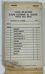 VINTAGE SWEDESBORO FARM SALESBOOK SAM LEONE AND SONS FARM FROM 1970'S - Picture 1 of 8