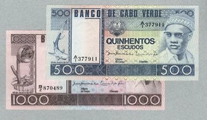 Kap Verde 500 1000 Escudos 1977 . P55a P56a. Katalogpreis 100 $ vz, au. - Bild 1 von 2
