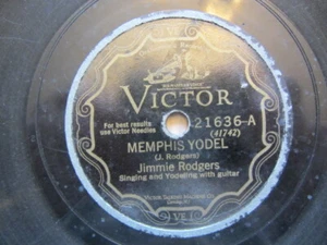 JIMMIE RODGERS MEMPHIS YODEL/LULLABY YODEL Victor 21636 78rpm VG+ edge chip - Picture 1 of 5