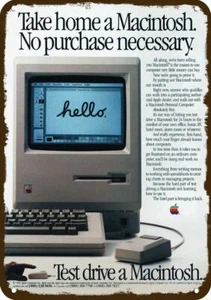 1984 APPLE MACINTOSH MAC COMPUTER Vintage-Look **DEKORATIVE REPLIK METALLSCHILD** - Bild 1 von 1