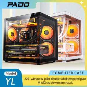 PADO YL M-ATX Gaming PC Case with 270° View & Dual Transparent Panels - Picture 1 of 21