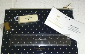 Kate Spade New York Pencil Pouch with Accessories Navy Larabee Dot NWT - Picture 1 of 3