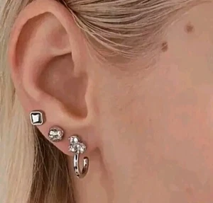 💜SUPERSTAR 6pc Silver-toned Crystal STUD EARRINGS Set by MIMCO $100💜 - Picture 1 of 12