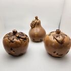 Pottery Clay Art Apples Pear Drip Glaze Sculpture Large Rustic Figurine Decor