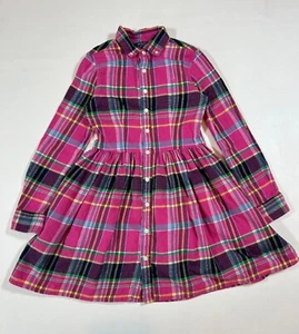 Polo Ralph Lauren Pink Plaid Button Shirt Dress Girls Size 7 - Picture 1 of 14