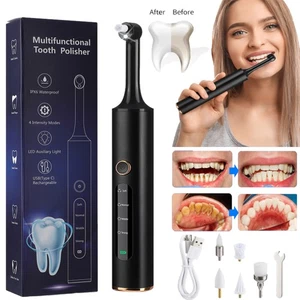 6 in1 Dental Electric Teeth Polisher Cleaner Whitening Plaque Stain Remover Tool - Picture 1 of 18